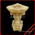 Natural Stone Bathroom Basin With Fish Carving, Yellow Color Marble Basin